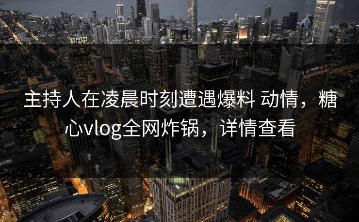 主持人在凌晨时刻遭遇爆料 动情,糖心vlog全网炸锅,详情查看 主持人在凌晨时刻遭遇爆料 动情,糖心vlog全网炸锅,详情查看