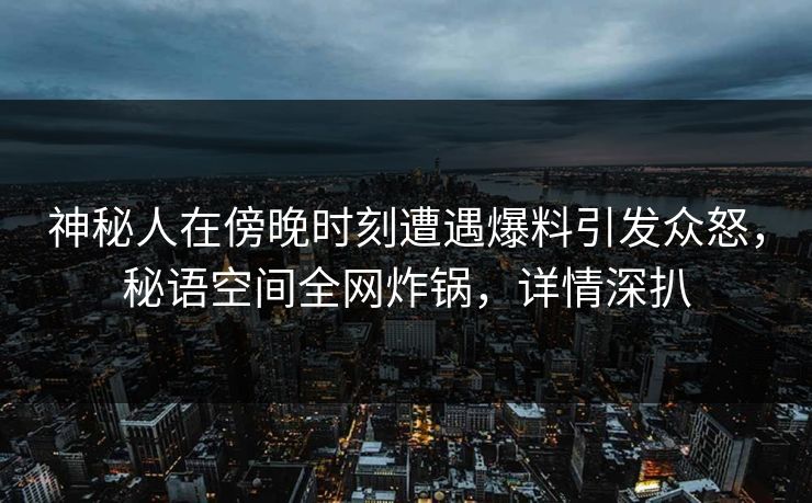 神秘人在傍晚时刻遭遇爆料引发众怒，秘语空间全网炸锅，详情深扒