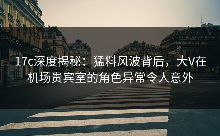 17c深度揭秘：猛料风波背后，大V在机场贵宾室的角色异常令人意外