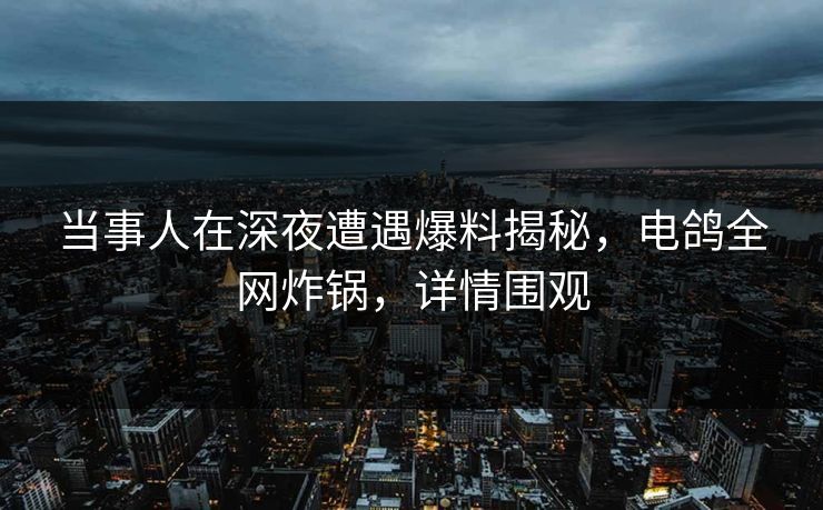 当事人在深夜遭遇爆料揭秘，电鸽全网炸锅，详情围观