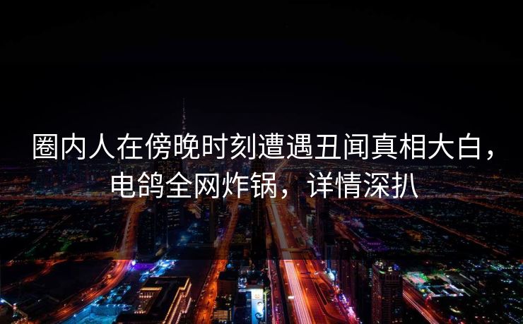 圈内人在傍晚时刻遭遇丑闻真相大白,电鸽全网炸锅,详情深扒