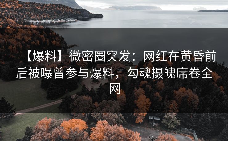 【爆料】微密圈突发：网红在黄昏前后被曝曾参与爆料，勾魂摄魄席卷全网