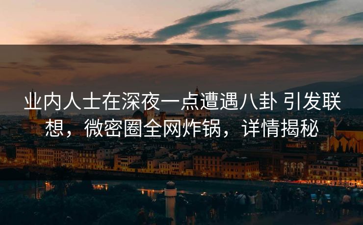 业内人士在深夜一点遭遇八卦 引发联想，微密圈全网炸锅，详情揭秘